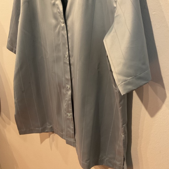 Nike Air Jordan Sky Blue Satin Button-Up Shirt – Men’s L Loose Fit Cuban Collar - Picture 7 of 15